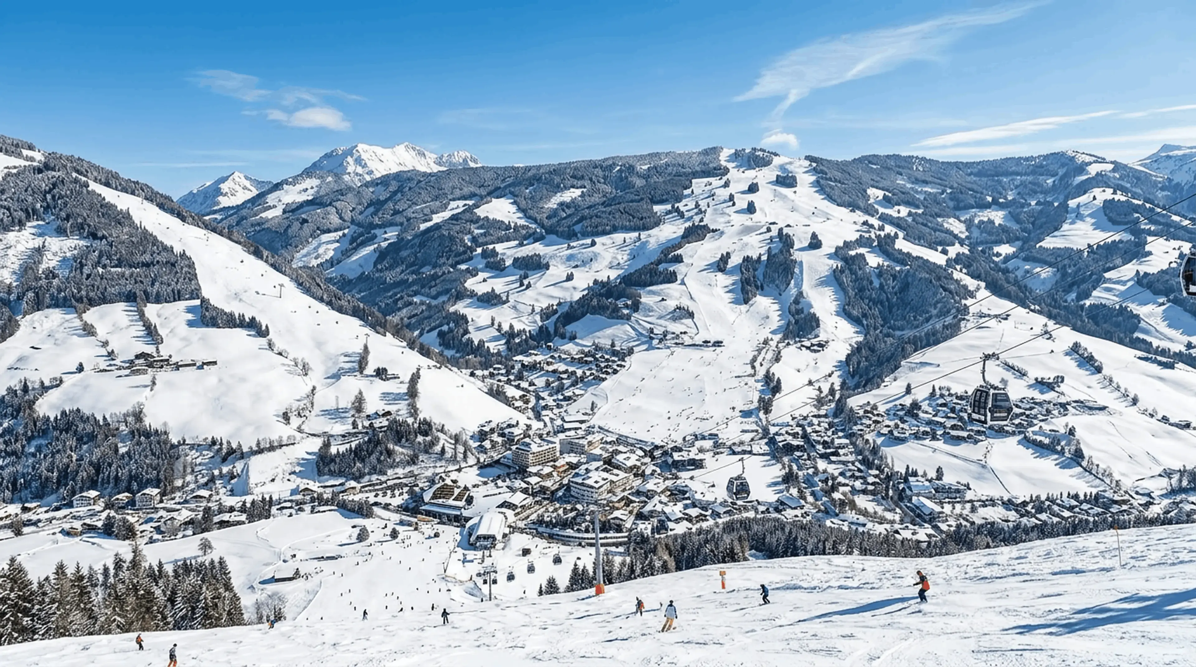 Private transfer from Salzburg Airport to Saalbach Hinterglemm Panoramic Saalbach Hinterglemm ski resort and Alpine village on a private transfer from Salzburg Airport